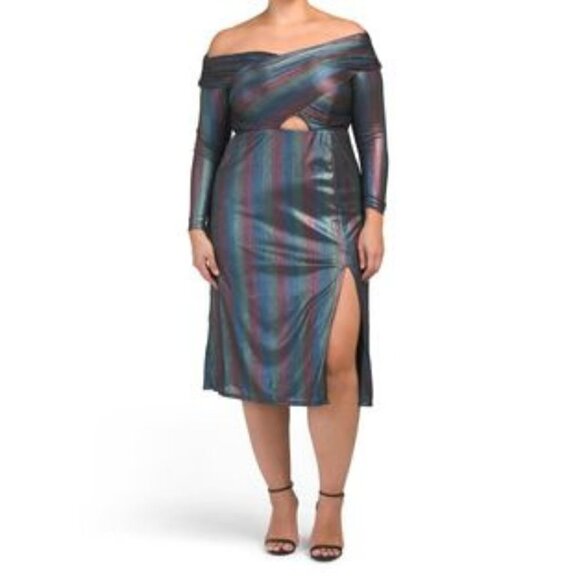 Eloquii Womens Criss Cross Bodice Rainbow Dress Size 20 - Picture 4 of 15